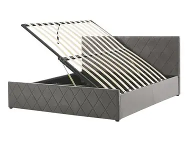 Ottoman Bed ROCHEFORT Velvet Grey 140 x 200 cm (EU Double) - Bedroom