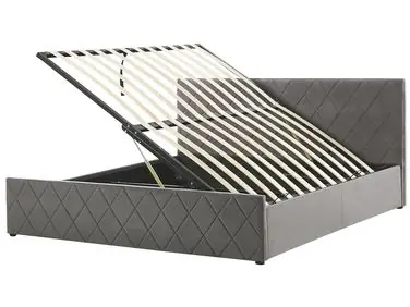 Ottoman Bed ROCHEFORT Velvet Grey 180 x 200 cm (EU Super King) - Bedroom