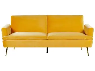 Sofa Bed 3 Seater VETTRE Velvet Yellow - Living Room