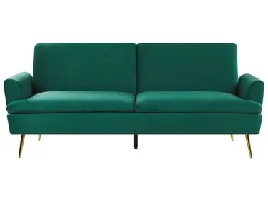 Sofa Bed 3 Seater VETTRE Velvet Dark Green - Living Room