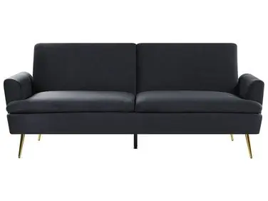 Sofa Bed 3 Seater VETTRE Velvet Black - Living Room