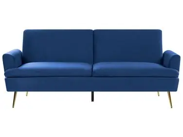 Sofa Bed 3 Seater VETTRE Velvet Navy Blue - Living Room