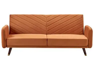 Sofa Bed 3 Seater SENJA Velvet Orange - Living Room