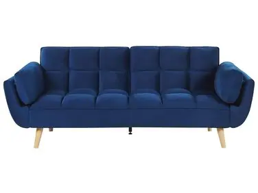 Sofa Bed 3 Seater ASBY Velvet Navy Blue - Living Room