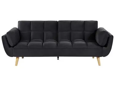 Sofa Bed 3 Seater ASBY Velvet Black - Living Room