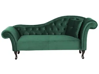 Chaise longue derecho LATTES Terciopelo Verde oscuro - Sala de estar