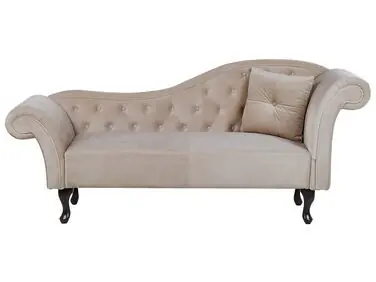 Chaise longue derecho LATTES Terciopelo Beige - Sala de estar