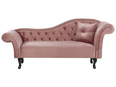 Chaise longue derecho LATTES Terciopelo Rosa - Sala de estar