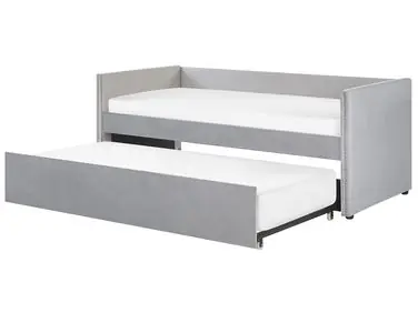 Trundle Bed Velvet TROYES 90 x 200 cm (EU Single) Light Grey - Bedroom