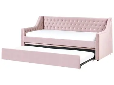 Trundle Bed Velvet MONTARGIS 90 x 200 cm (EU Single) Pink - Bedroom