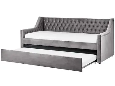 Trundle Bed Velvet MONTARGIS 90 x 200 cm (EU Single) Light Grey - Bedroom