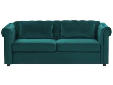 Sofa Bed 3 Seater CHESTERFIELD Velvet Emerald Green - Living Room