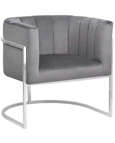 Armchair LARVIK Velvet Grey - Living Room