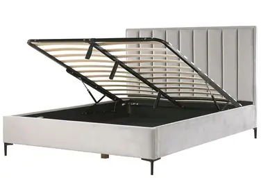 Ottoman Bed SEZANNE Velvet Light Grey 180 x 200 cm (EU Super King) - Bedroom