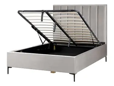Ottoman Bed SEZANNE Velvet Light Grey 140 x 200 cm (EU Double) - Bedroom