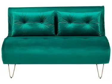 Sofa Bed 2 Seater VESTFOLD Velvet Dark Green - Living Room