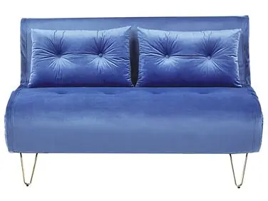 Sofa Bed 2 Seater VESTFOLD Velvet Navy Blue - Living Room