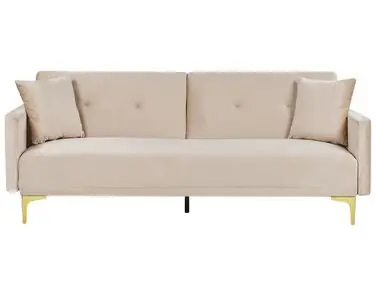 Sofa Bed 3 Seater LUCAN Velvet Beige - Living Room
