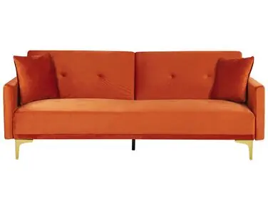 Sofa Bed 3 Seater LUCAN Velvet Orange - Living Room