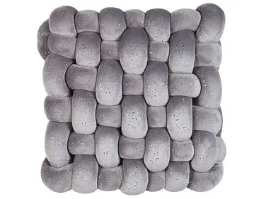 Throw Cushion SIRALI Velvet 30 x 30 cm Grey Solid - Home Accessories
