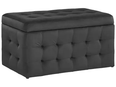 Storage Ottoman MICHIGAN Velvet Black - Living Room