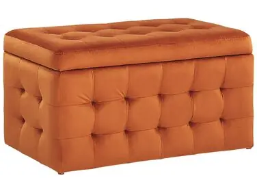 Storage Ottoman MICHIGAN Velvet Orange - Living Room