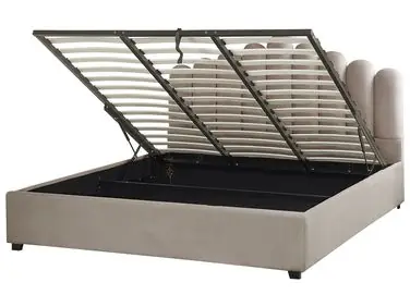 Ottoman Bed VINCENNES Velvet Taupe 180 x 200 cm (EU Super King) - Bedroom
