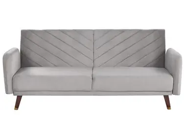 Sofa Bed 3 Seater SENJA Velvet Light Grey - Living Room