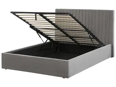 Ottoman Bed VION Velvet Grey 140 x 200 cm (EU Double) - Bedroom