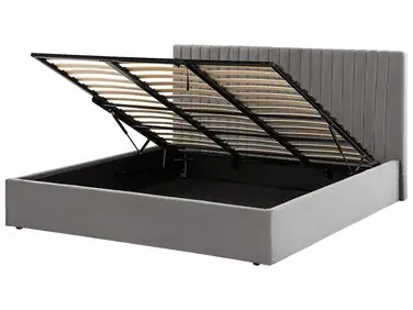 Ottoman Bed VION Velvet Grey 180 x 200 cm (EU Super King) - Bedroom