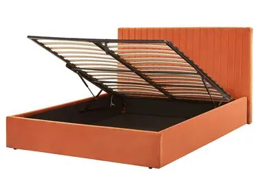 Ottoman Bed VION Velvet Orange 160 x 200 cm (EU King Size) - Bedroom