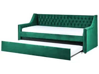 Trundle Bed Velvet MONTARGIS 90 x 200 cm (EU Single) Emerald Green - Bedroom
