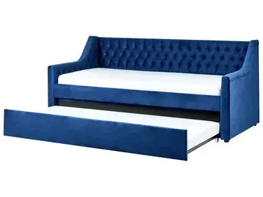 Trundle Bed Velvet MONTARGIS 90 x 200 cm (EU Single) Navy Blue - Bedroom