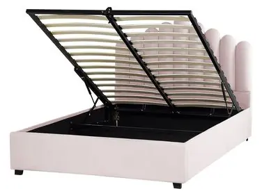 Ottoman Bed VINCENNES Velvet Pastel Pink 140 x 200 cm (EU Double) - Bedroom