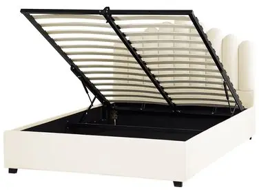 Ottoman Bed VINCENNES Velvet Off-White 160 x 200 cm (EU King Size)