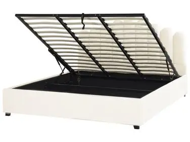 Ottoman Bed VINCENNES Velvet Off-White 180 x 200 cm (EU Super King)