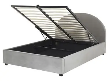 Ottoman Bed VAUCLUSE Velvet Light Grey 160 x 200 cm (EU King Size) - Bedroom