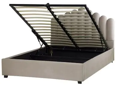 Ottoman Bed VINCENNES Velvet Taupe 160 x 200 cm (EU King Size) - Bedroom