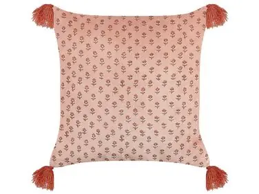 Throw Cushion RUMHORA Velvet 45 x 45 cm Pink Floral Pattern - Home Accessories