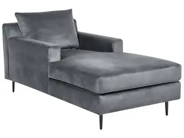 Chaise Longue GUERET Velvet Grey - Living Room
