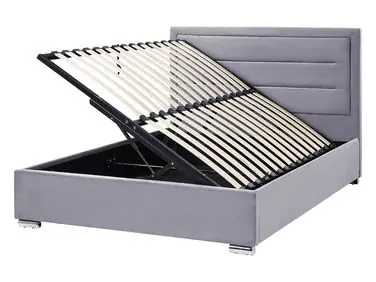 Ottoman Bed ROUEN Velvet Dark Grey 140 x 200 cm (EU Double) - Bedroom