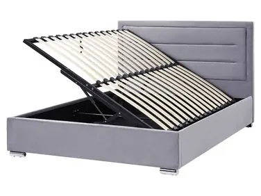 Ottoman Bed ROUEN Velvet Dark Grey 160 x 200 cm (EU King Size) - Bedroom