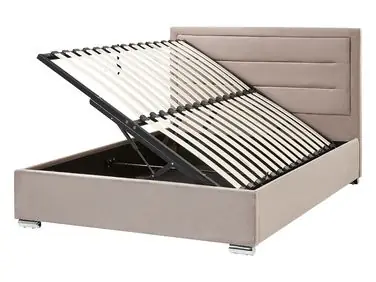 Ottoman Bed ROUEN Velvet Taupe 140 x 200 cm (EU Double) - Bedroom