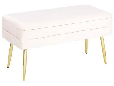 Upholstered Storage Bench DURHAM Velvet Off-White