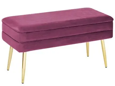Upholstered Storage Bench DURHAM Velvet Burgundy - Bedroom