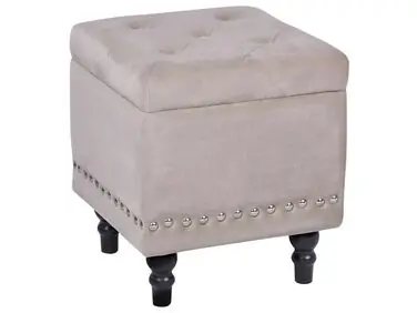 Storage Pouffe LORETTO Velvet Beige - Living Room