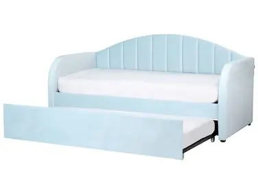 Trundle Bed Velvet EYBURIE 90 x 200 cm (EU Single) Light Blue - Bedroom