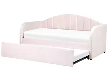 Trundle Bed Velvet EYBURIE 90 x 200 cm (EU Single) Pastel Pink - Bedroom