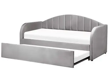 Trundle Bed Velvet EYBURIE 90 x 200 cm (EU Single) Grey - Bedroom