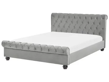 Waterbed Velvet AVALLON 140 x 200 cm (EU Double) Grey - Bedroom